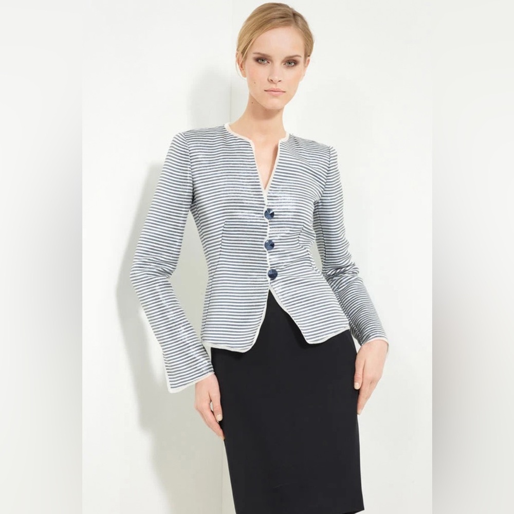 ARMANI COLLEZIONE METALLIC SILVER AND BLUE JACKET